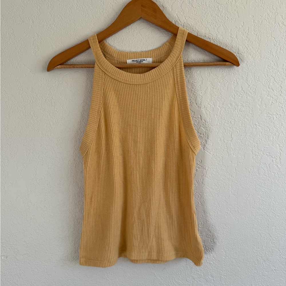 Project Social T Gold/yellow Ribbed Tank Top